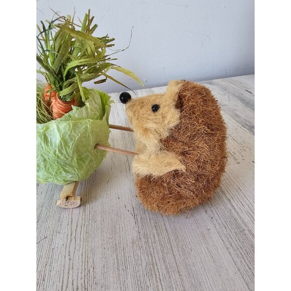 Bottle brush Sisal hedgehog lettuce cart spring Easter decor carrot unique shabb - Picture 4 of 7